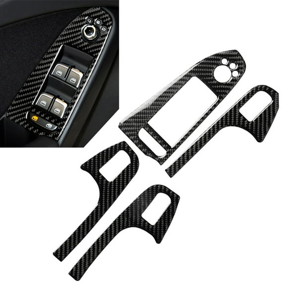 NS Real Carbon Fiber 4pcs Interior Side Door Armrest Panel Cover Molding Trim Inner Decoration Frame Accessories for Audi A4 B8 2008-2015 Left Hand drive