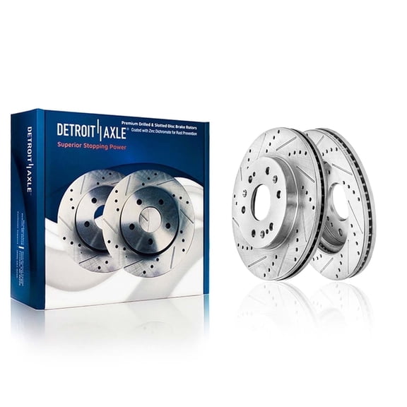 Detroit Axle - Front Brake Rotors for Chevrolet GMC Silverado Sierra Yukon XL Express 1500 LD Tahoe Cadillac Escalade EXT ESV XTS Drilled & Slotted Disc Brake Rotors Replacement : 12.99" inch Rotor