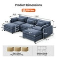 thumbnail image 2 of CHITOOMA 111" Modular Sectional Sofa with 2 Movable Ottomans, U-Shaped Oversized 3-Seat Chenille Cloud Sofa with 5 Pillows for Living Room, Blue, 2 of 9