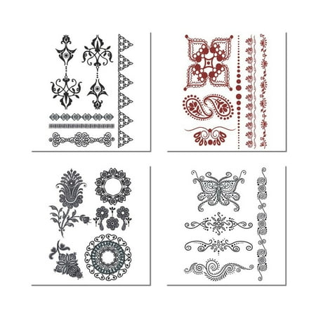 Henna Floral Tattoos - Henna Temporary Tattoo 50 count pack