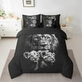 thumbnail image 2 of Erosebridal Afro Lion Bedding Sets King Size, Wildlife Theme Comforter Sets with Sheets, Black Gray Room Decorative, Reversible 7 Pieces, 2 of 4