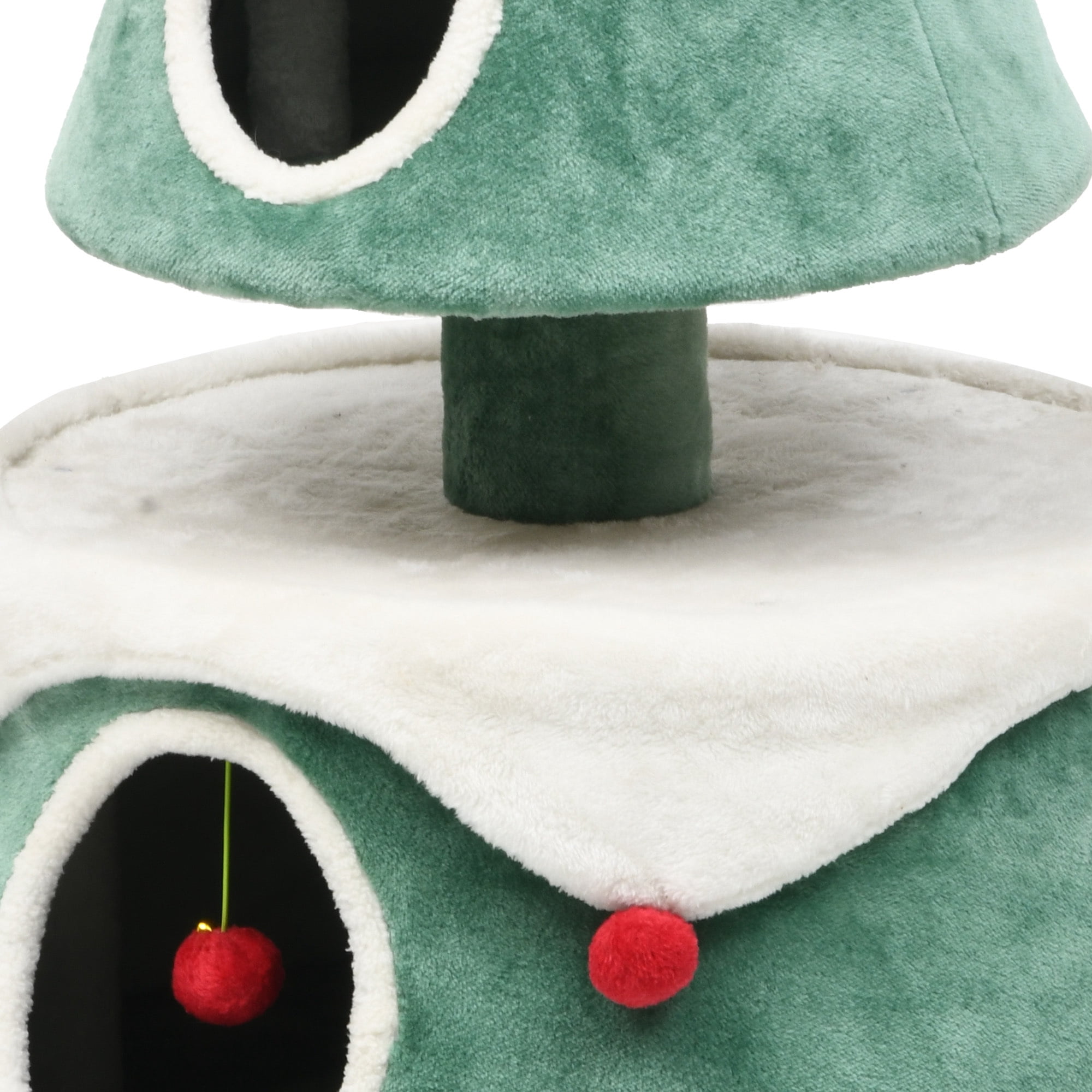 Uforic 63 Inch Festive Multi-Tier Cat Tree Tower with 2 Semi-Closed Rest Condos, Hanging Plush Interactive Toys for Small Medium Cats