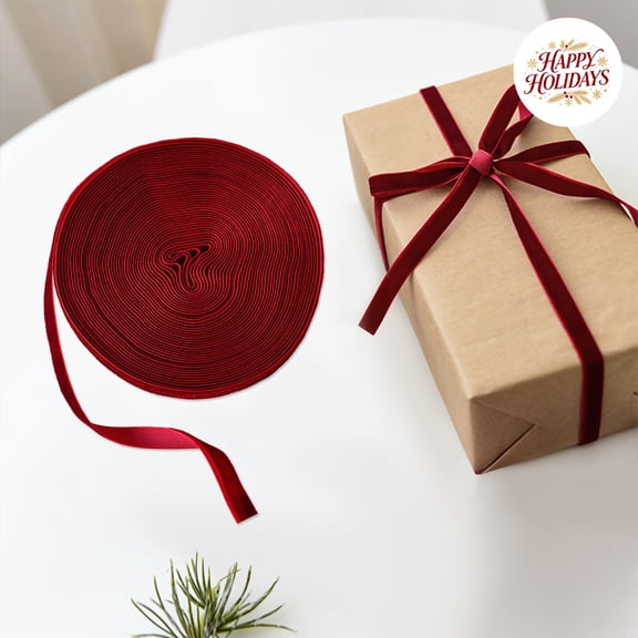 Elegant Soft Burgundy Velvet Christmas Ribbon 10.94 Yards x 0.39 Inch Wired Edge for Gift Wrapping Tree Decorations DIY Bows Holiday Party Craft Supplies Home Decor Xmas Handmade