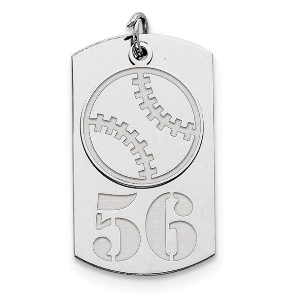 Solid 925 Sterling Silver Personalized 2piece Baseball Dog tag Charm