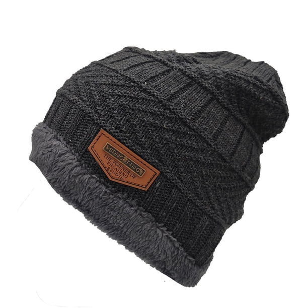 Gorro de invierno Temacd para hombre, unisex, de punto, de forro polar grueso, suave y resistente al frío, de felpa, para uso diario.