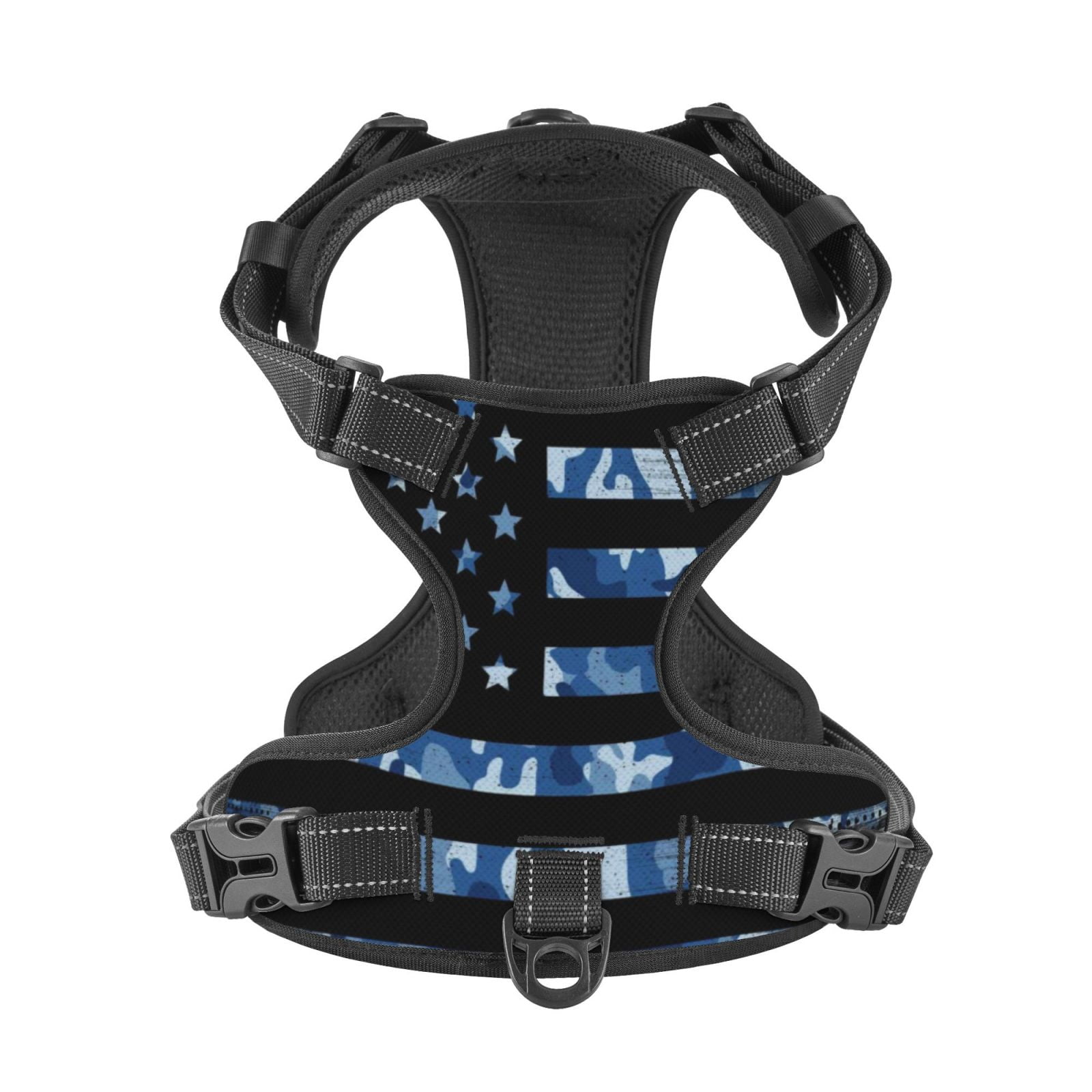 Picia Navy Camouflage American Flag No-Pull Dog Harness Reflective Front Clip Vest with Handle,Step-in Air Dog Harness,Adjustable 2 Metal Rings 4 Buckles,Easy to Put on & Take Off Small