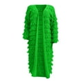 thumbnail image 4 of Women's Fringe Knitted Sweater Cardigans Winter Tassels Long Open Front Casual Coats Outwear Hoodie Sweaters for Women Summer Sweaters for Women Open Front Light Weight Cardigan Women S Cardigan, 4 of 5