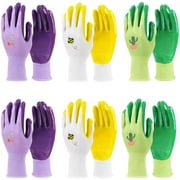 Jardineer 6 Pairs Garden Gloves Women, Nitrile Coated Gardening Gloves for Yard, Cleaning (Medium)