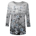 thumbnail image 1 of T-Shirt Décontracté à Manches Trois-Quarts Imprimé pour Femmes, Col Rond, pour Usage Quotidien, 1 of 3