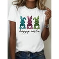thumbnail image 1 of Camisetas de manga casquillo para mujer, de moda de verano 2025, con estampado lindo, casual, sin mangas, de ajuste holgado, de manga cortaWomen's Easter Bunny Graphic T-Shirt - White Crew Neck, Sho, 1 of 8