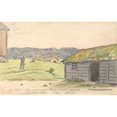 thumbnail image 2 of Martinus Rørbye 18x13 Gold Ornate Wood Frame and Double Matted Museum Art Print Titled - Landscape with Farms (1831 - 1832), 2 of 4
