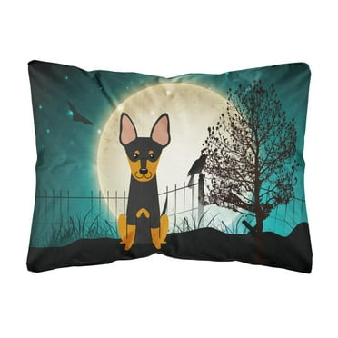 Carolines Treasures BB2299PW1216 Halloween Scary English Toy Terrier Canvas Fabric Decorative Pillow, 12H x16W,
