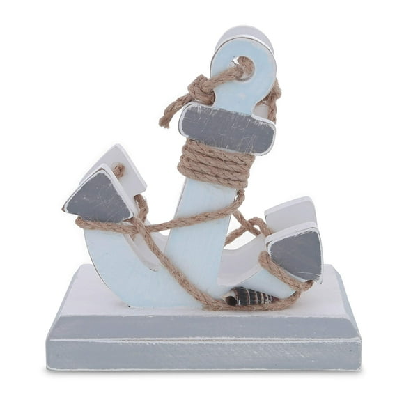 CoTa Global Servilletero con ancla a la luz de la luna, servilletero con temática náutica con ancla y cuerda, servilletero de playa, decoración para mesa, novedad, ancla, figura de madera, decoración