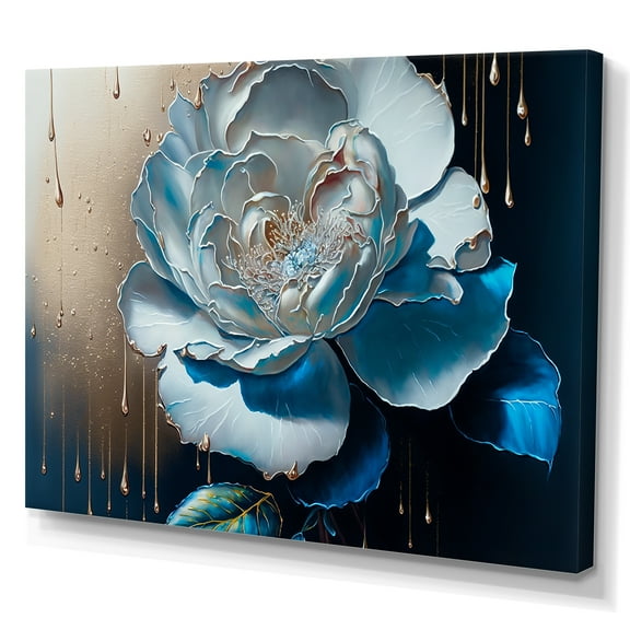 Designart Vibrant Blue Camellia Flower II Canvas Wall Art