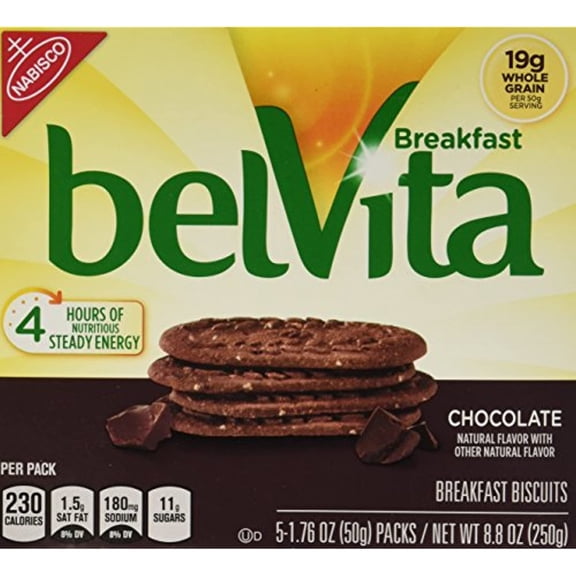 Belvita Whole Grain Chocolate Breakfast Biscuits (2 boxes of 5 servings each) by Belvita