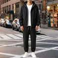 thumbnail image 2 of Men's 2 Piece Hooded Windbreaker Suit Jacket and Cargo Pants Lightweight Zip Up Multi Pocket Sports Outfit, 2 of 3