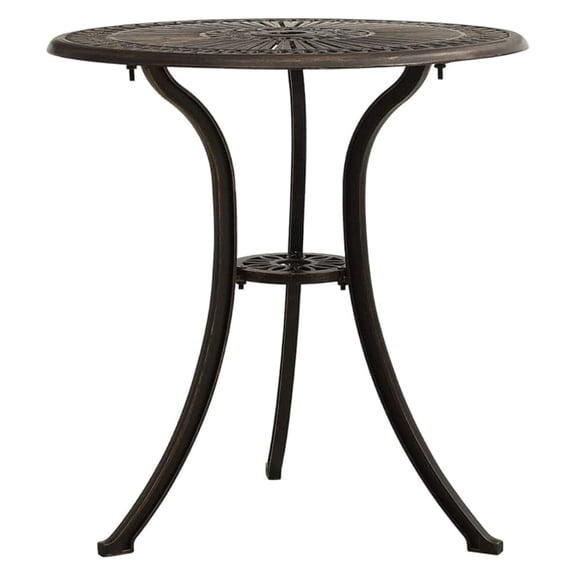 Patio Bar Table Outdoor Metal Bar Height Bistro Table with Umbrella Hole, Bronze 24.4"x24.4"x25.6" Cast Aluminum