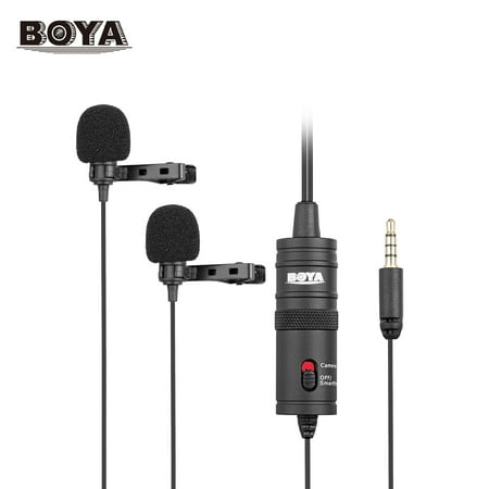 BOYA BY-M1DM Dual Omni-directional Lavalier Microphone Lapel Clip-on Condenser Microphone for Canon Nikon Sony DSLR Camera