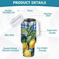 thumbnail image 2 of Yayeee 30oz Stainless Steel Tumbler with Straw and Handle Double-Wall Insulated Travel Water Bottle, Green Lemon Plaid, 2 of 8