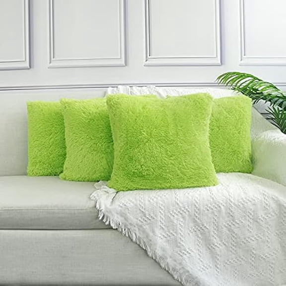 Eryueer Sea Soft Lion Velvet Throw Pillow Case Cushion Cover Fashion Home Decorative Pillowcase (4-pack) (Green)