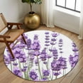 thumbnail image 3 of Lavender Washable Area Rug&nbsp;6 ft Purple Floral Leaves Plant White Background Soft Round&nbsp;Rugs for Living Room, Non Slip Carpet for Bedroom&nbsp;Entryway Dining Room, 3 of 9