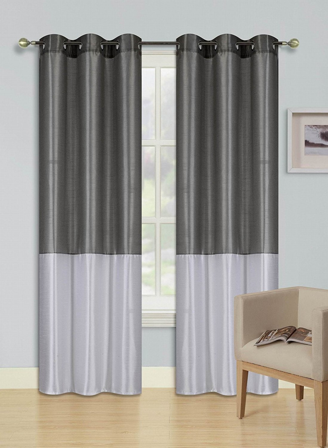 1pc Silver Gray White Eid Lined Foam Backing Blackout Faux Silk