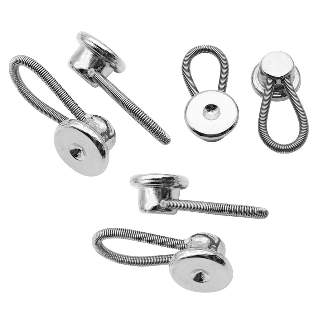 Wuderland 6pcs 10mm Dress Neck Collar Extenders Button Elastic Alloy