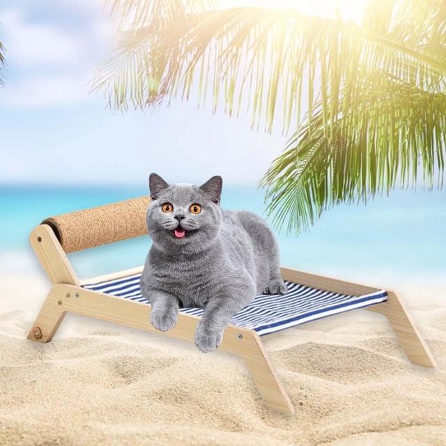 Hamaca para gatos, cama de playa de verano para gatos, cama para dormir para gatos lavable en la playa, suministros para mascotas, muebles para gatos Cama de playa con rodillo Fernando Hamaca para gatos