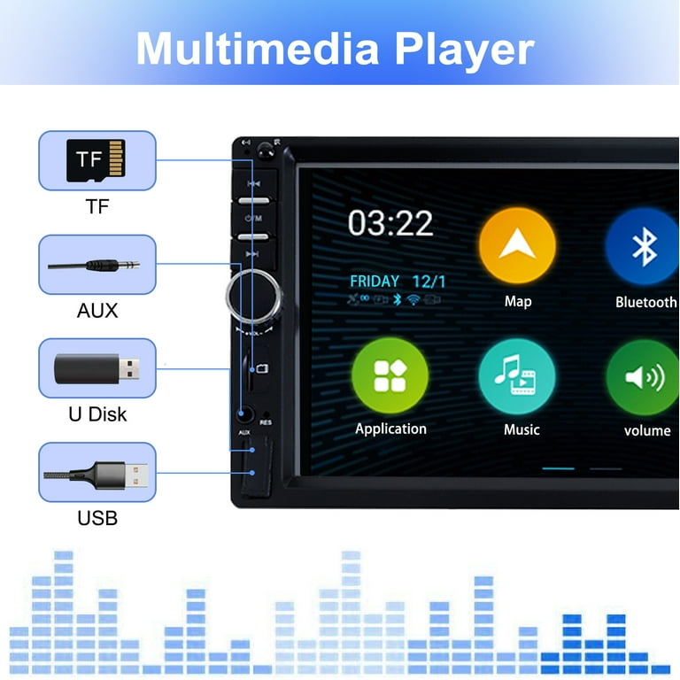 Double DIN Car Stereo Radio, 7 HD Car MP5 Player, Digital Display