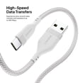 thumbnail image 4 of Powertek Ultra 6ft USB-A to USB-C Cable, White, Braided Silicone, Fast Data Transfers, Durable Tangle-Resistant Charging Cable, 4 of 6
