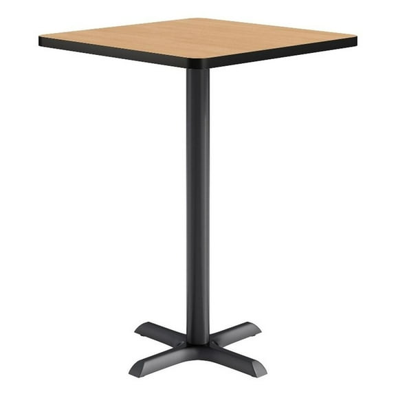KFI Studios 30in Square Dining Table - 42in H - Natural Top - Black Base