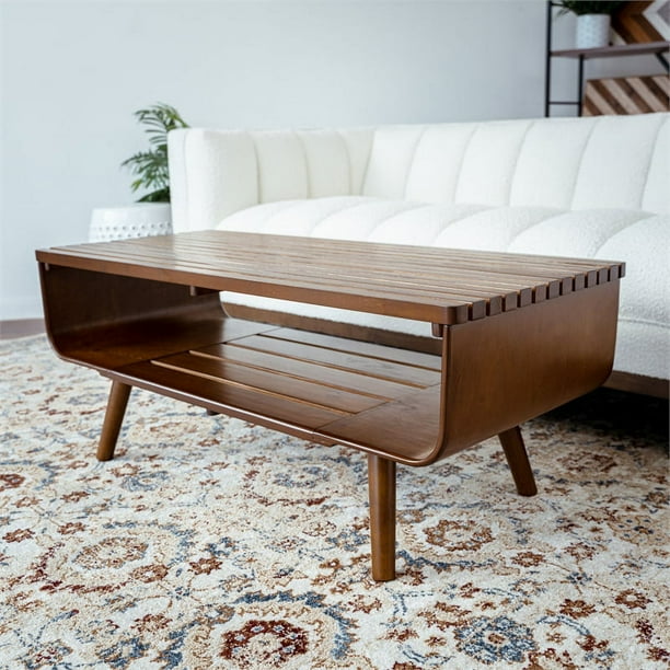 Bowery Hill Mid Century Modern Brown Coffee Table Walmart