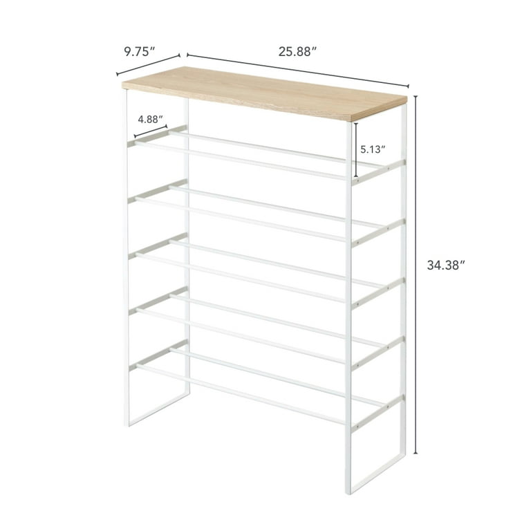Yamazaki Home Six-Tier Shoe Rack, White, Steel, Holds 18 to 21