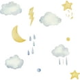 thumbnail image 2 of Multiple Thunderstorm Clouds Artwork Design for Kid's Bedroom Vinyl Wall Decal - Storm, Sky, Droplets, Rain and Stars Collection for Children's Nursery Playroom Wall Decoration - 28" x 28", 2 of 5