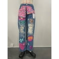 thumbnail image 4 of Casual Patchwork Print Pants Streetwear (L, Blue), 4 of 5