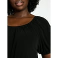 thumbnail image 4 of Terra & Sky Women's Peplum Top with Short Puff Sleeves, Sizes 0X-5X, 4 of 5