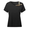 thumbnail image 4 of gakvbuo Off Shoulder Tops For Womens Summer Tops Short Sleeve Sexy Strappy Cold Shoulder Tops Irregularity Cute Tunic Blouse Basictees Tops Shirts, 4 of 4