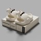 thumbnail image 5 of Pantuflas de dinosaurio Diapositivas lindas 3D Dinosaurio Punta abierta Antideslizante Suave Cómodo Secado rápido (37-38) Blanco, 5 of 5