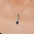 thumbnail image 3 of Gem Stone King 925 Silver and 10K Yellow Gold Blue Sapphire and White Lab Grown Diamond Pendant Necklace for Women | 0.59 Cttw | Gemstone September Birthstone | Oval 6X4MM | With 18 inch Chain, 3 of 6