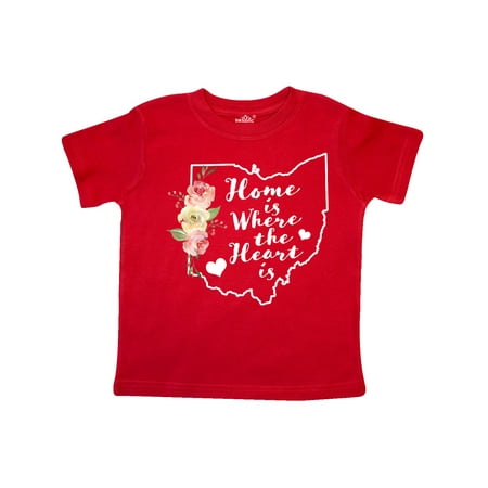 

Inktastic Ohio Home is Where the Heart is with Watercolor Floral Gift Toddler Boy or Toddler Girl T-Shirt