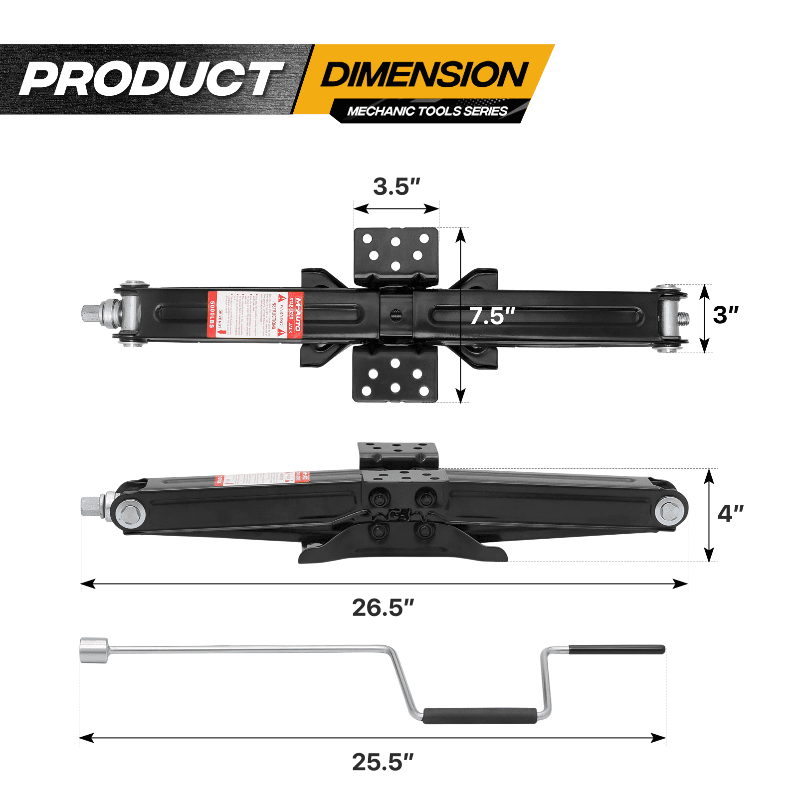 Magshion 2.5 Ton Scissor Jack Set of 2, 5000lbs Heavy Duty Car Jack Lift Kit with Handle, RV Trailer Stabilizer Leveling Scissor Jacks Set, Black