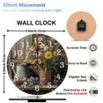 thumbnail image 2 of 10-Inch Silent Wooden Wall Clock, " Rustic Clock Wildflowers Rooster Watering Can "  Silent Non-Ticking Clock, Battery Operated (AA Batteries Not Included), Artistic Home Decor, 2 of 8