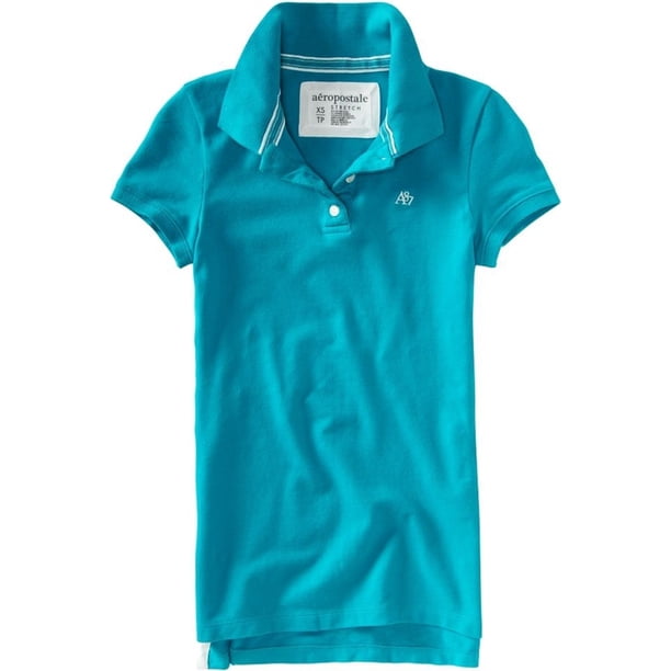 Aeropostale Womens Uniform A87 3 Button Polo Shirt, Azul, X-Small