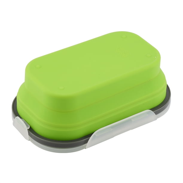 CAJA DE FRUTA DE COMIDA CAMPESTRE DE ALMUERZO DE SILICONA CON CONTENDOR TELESCÓPICO DE TENIDOR Verde
