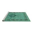 thumbnail image 2 of Ahgly Company Machine Washable Indoor Square Medallion Turquoise Blue Traditional Area Rugs, 3' Square, 2 of 4