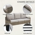 thumbnail image 4 of COOS BAY 9 Piece Brown Wicker Patio Sofa Set Outdoor Rattan Furniture Conversation Set 3-Seat Sofa, Swivel Glider Chairs and Ottomans with Gray Cushions, Wood Grain Top Tables, 4 of 11