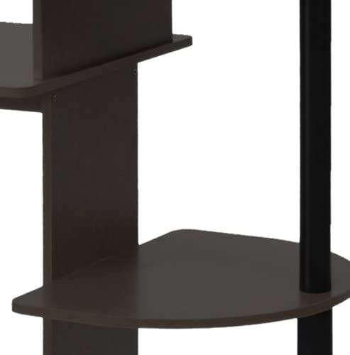 Furinno Engineered Wood Compact Computer Desk with Shelves in Espresso/Black