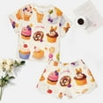 thumbnail image 4 of Cartoon Cake Pajama Set for Women 2 Piece Sleepwear Loungewear Short Sleeve, 4 of 7