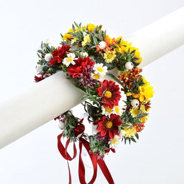 15 Piezas Corona De Flores Margarita,tiara Guirnalda Bandas | Meses Sin