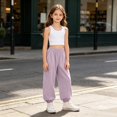 thumbnail image 6 of Ruyang 3T-15Years Girls Lightweight Baggy Joggers Elastic Waist Wide Leg Pants Kids Teen Hip Hop Dance Casual Sports Trousers, 6 of 7